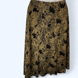 Laura Ashley Black and gold floral midi skirt with elastic waist 
S NWT